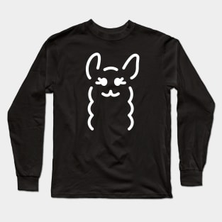 Mwah! - Cute Llama Face Line Art - White Long Sleeve T-Shirt